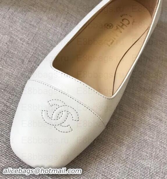 Purchase Chanel CC Logo Ballerinas G35237 White 2019