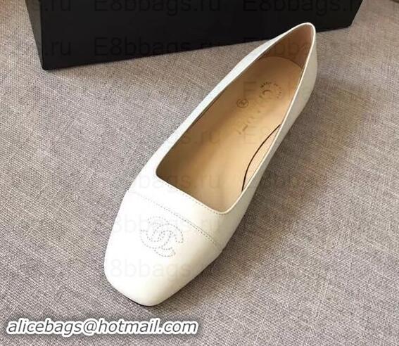 Purchase Chanel CC Logo Ballerinas G35237 White 2019