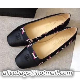 Duplicate Chanel CC Logo Ballerinas G35237 Print Black 2019