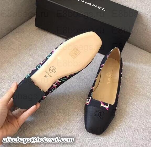 Duplicate Chanel CC Logo Ballerinas G35237 Print Black 2019