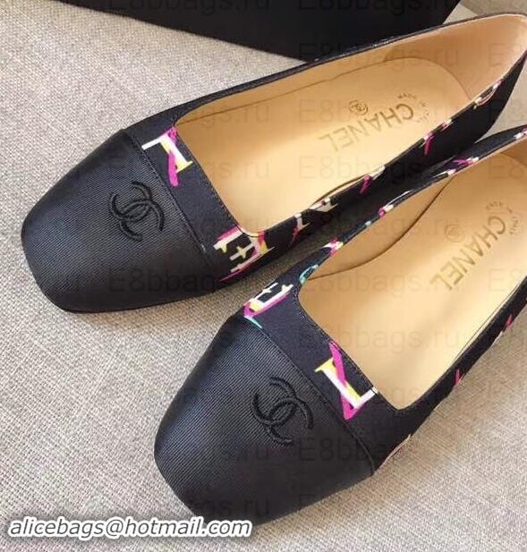 Duplicate Chanel CC Logo Ballerinas G35237 Print Black 2019