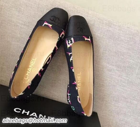 Duplicate Chanel CC Logo Ballerinas G35237 Print Black 2019