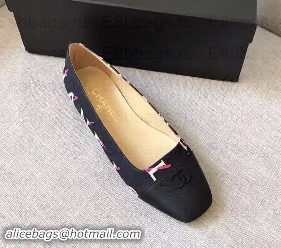 Duplicate Chanel CC Logo Ballerinas G35237 Print Black 2019