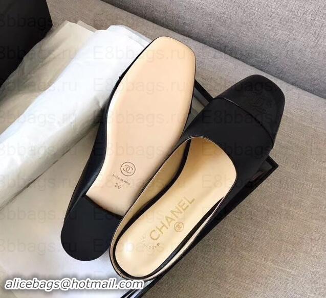 Good Looking Chanel Mules Slipper Sandals G35238 Black/Patent 2019