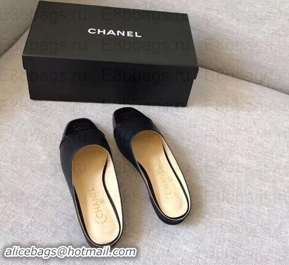 Good Looking Chanel Mules Slipper Sandals G35238 Black/Patent 2019