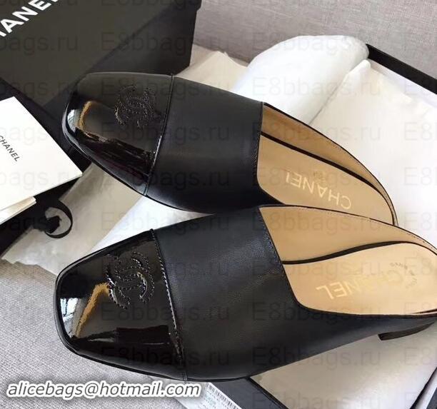 Good Looking Chanel Mules Slipper Sandals G35238 Black/Patent 2019