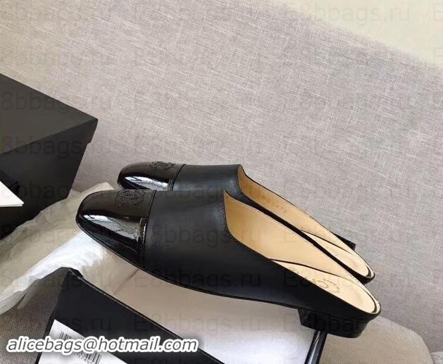 Good Looking Chanel Mules Slipper Sandals G35238 Black/Patent 2019