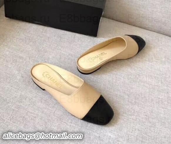 Luxury Chanel Mules Slipper Sandals G35238 Apricot/Black 2019