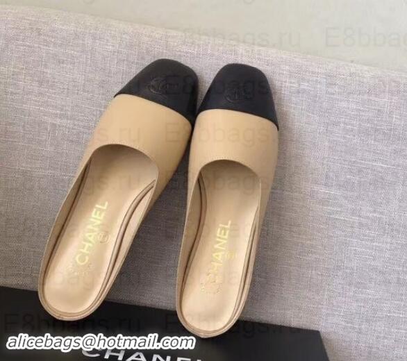 Luxury Chanel Mules Slipper Sandals G35238 Apricot/Black 2019