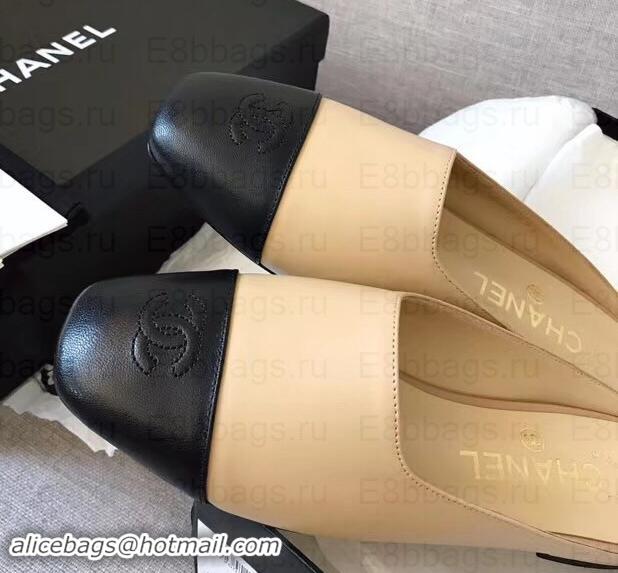 Luxury Chanel Mules Slipper Sandals G35238 Apricot/Black 2019