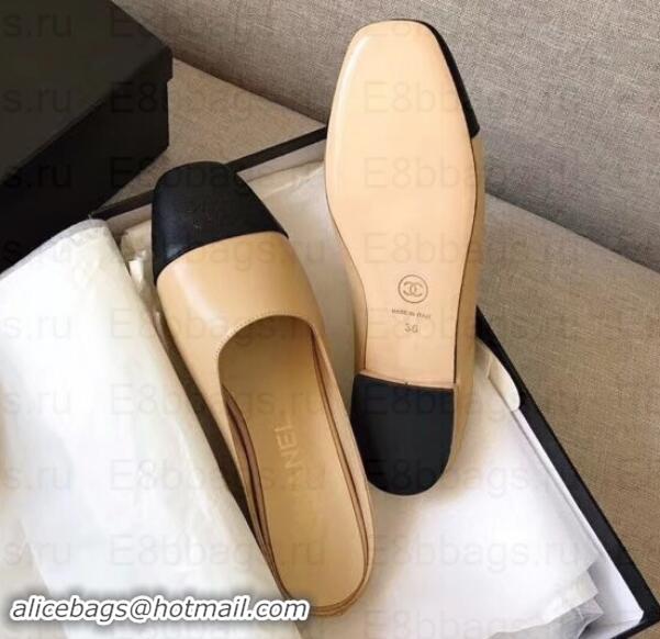 Luxury Chanel Mules Slipper Sandals G35238 Apricot/Black 2019