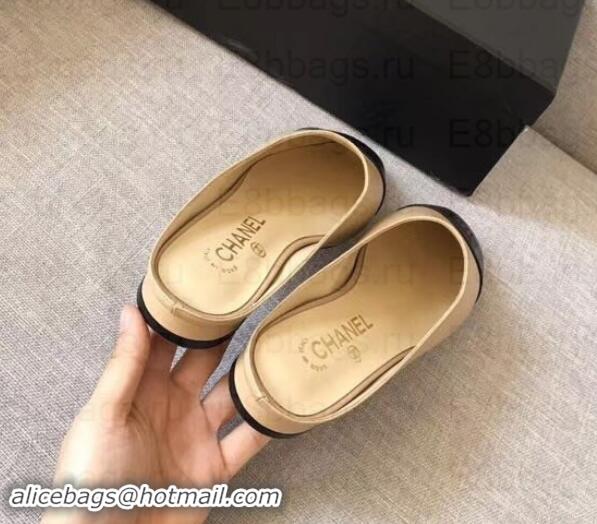 Luxury Chanel Mules Slipper Sandals G35238 Apricot/Black 2019