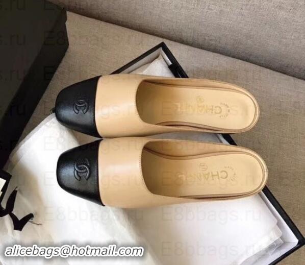 Luxury Chanel Mules Slipper Sandals G35238 Apricot/Black 2019