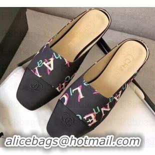 Shop Duplicate Chanel Mules Slipper Sandals Print G35239 Black 2019