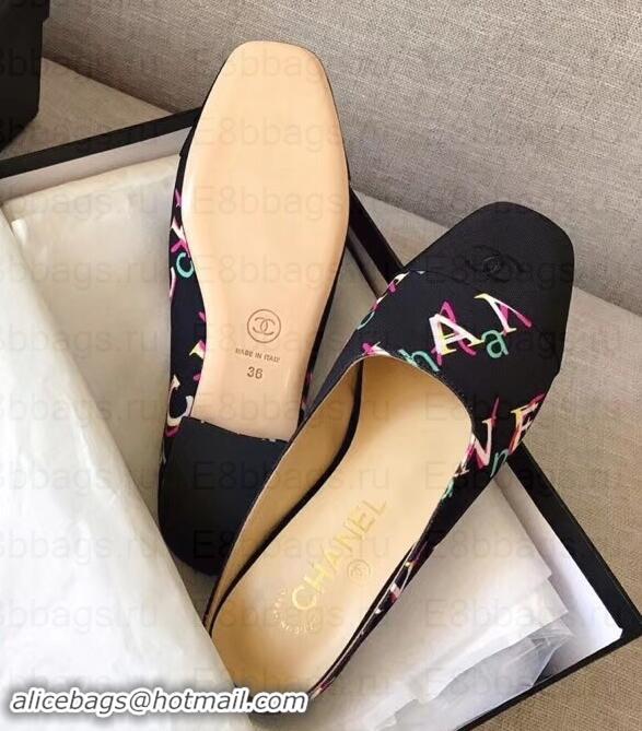 Shop Duplicate Chanel Mules Slipper Sandals Print G35239 Black 2019