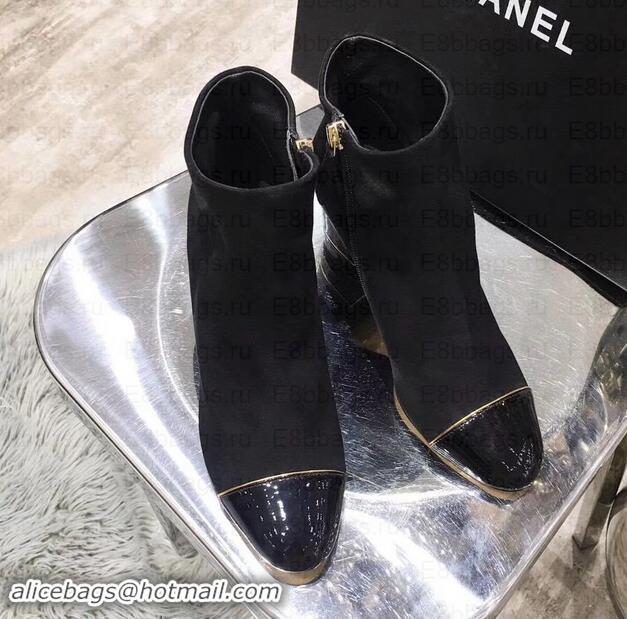 Best Price Chanel Heel 5.5cm Ankle Boots Suede Black/Patent Leather G35244 2019