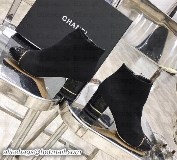 Best Price Chanel Heel 5.5cm Ankle Boots Suede Black/Patent Leather G35244 2019