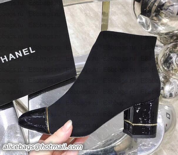 Best Price Chanel Heel 5.5cm Ankle Boots Suede Black/Patent Leather G35244 2019