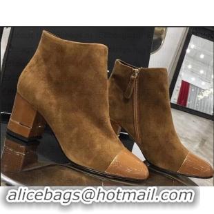 Hot Style Chanel Heel 5.5cm Ankle Boots Suede Brown/Patent Leather G35245