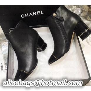 Elegant Chanel Heel 5.5cm Ankle Boots Black/Patent Leather G35246