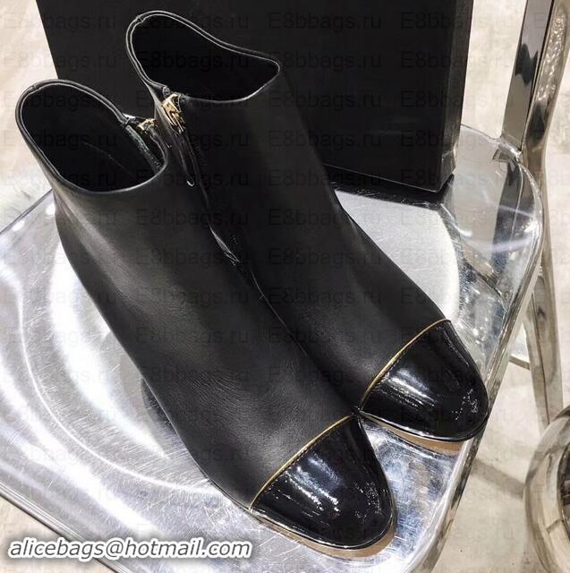 Elegant Chanel Heel 5.5cm Ankle Boots Black/Patent Leather G35246