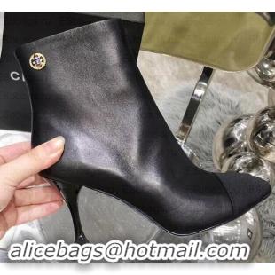 Sumptuous Chanel Heel 8.5cm Ankle Boots Leather G35246 Black