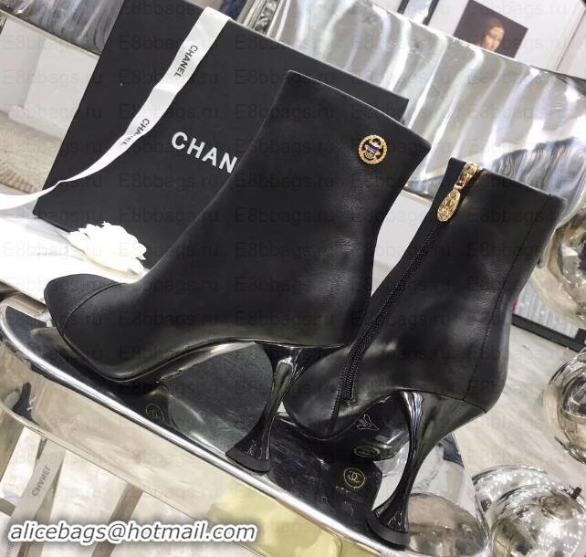 Sumptuous Chanel Heel 8.5cm Ankle Boots Leather G35246 Black