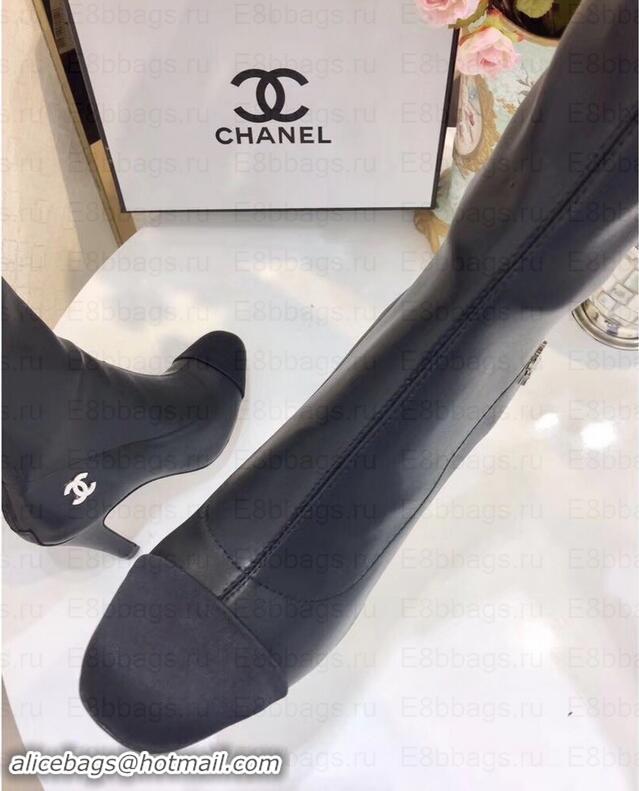 Luxury Chanel Heel 8.5cm High Boots Leather G349018 Black 2019