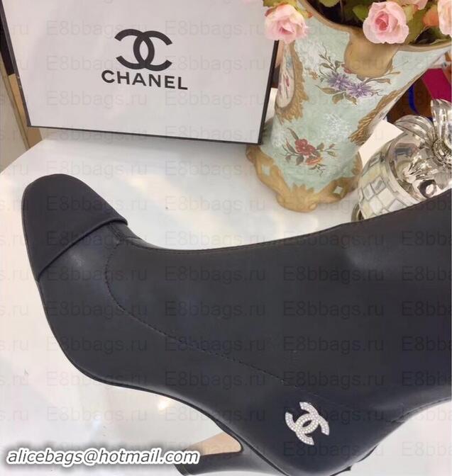 Luxury Chanel Heel 8.5cm High Boots Leather G349018 Black 2019