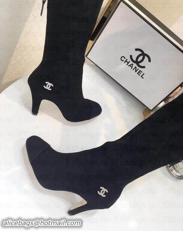 Perfect Chanel Heel 8.5cm High Boots Suede G349019 Black 2019