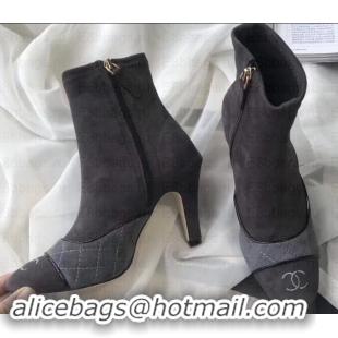 Luxury Chanel Heel 8.5cm Ankle Boots Quilting Suede G349020 Gray 2019