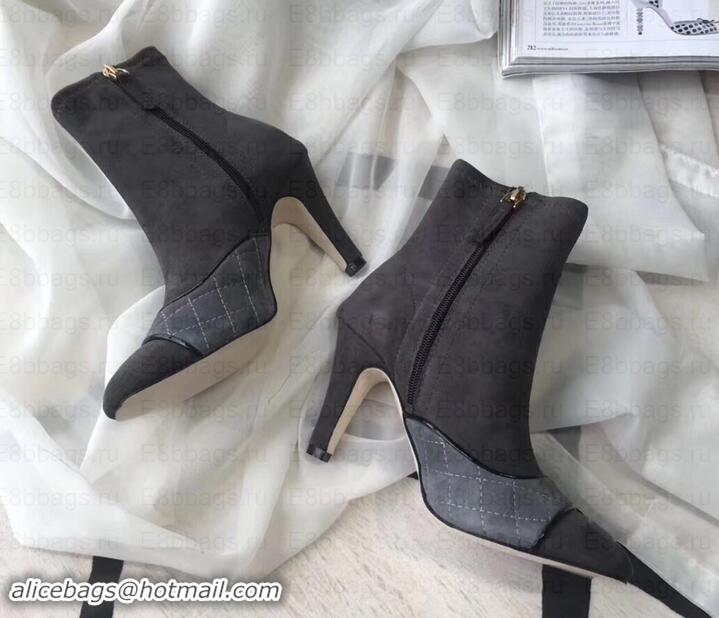 Luxury Chanel Heel 8.5cm Ankle Boots Quilting Suede G349020 Gray 2019