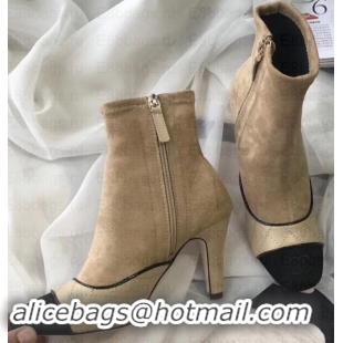 Discount Chanel Heel 8.5cm Ankle Boots Quilting Suede G349020 Beige 2019