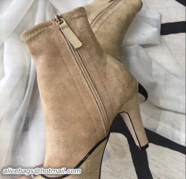 Discount Chanel Heel 8.5cm Ankle Boots Quilting Suede G349020 Beige 2019