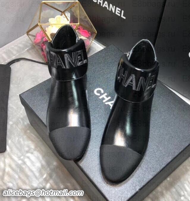 Best Luxury Chanel Heel 1.5cm Lambskin and Grosgrain Ankle Boots G35167 Black 2019