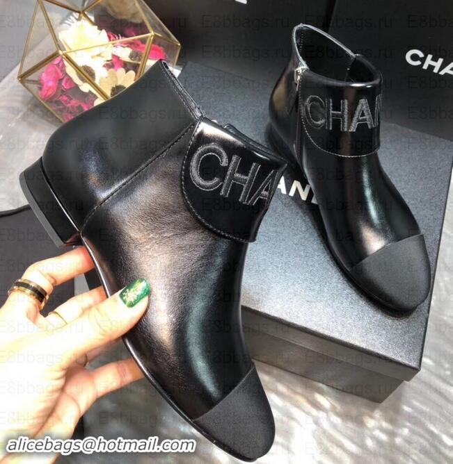 Best Luxury Chanel Heel 1.5cm Lambskin and Grosgrain Ankle Boots G35167 Black 2019