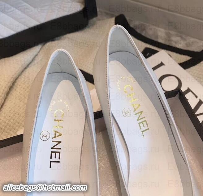 Purchase Chanel Heel 8cm Lambskin/Grosgrain Pumps G34905 white/Black 2019