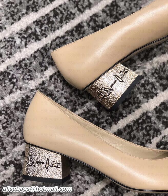 Classic Hot Chanel Heel 4cm Lambskin/Grosgrain Pumps G34906 apricot/Black 2019