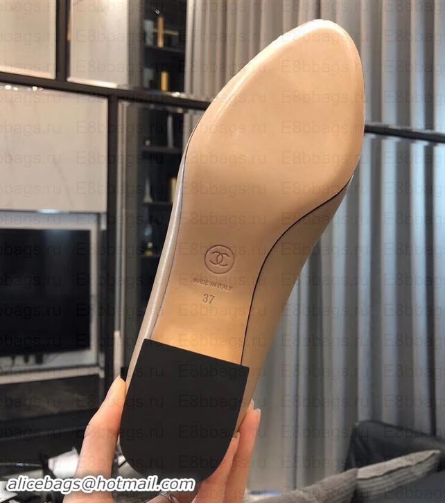 Classic Hot Chanel Heel 4cm Lambskin/Grosgrain Pumps G34906 apricot/Black 2019