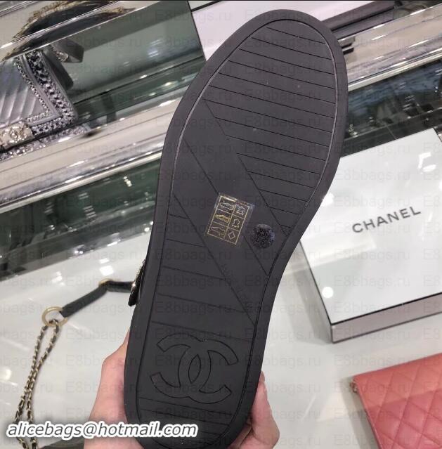 Discount Chanel Logo Lambskin Sneakers G34967 Black 2019