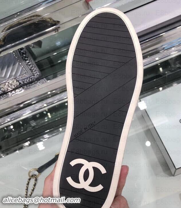 Best Grade Chanel Logo Lambskin Sneakers G34967 Ivory 2019