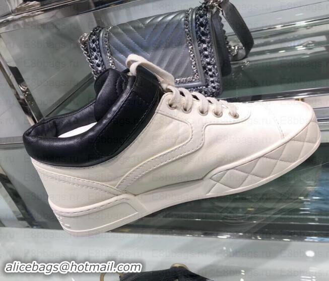 Best Grade Chanel Logo Lambskin Sneakers G34967 Ivory 2019