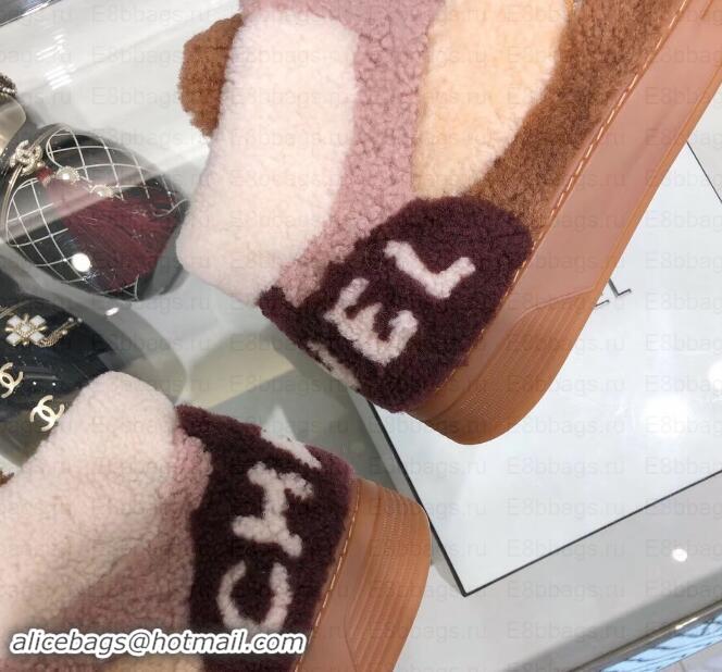 Sophisticated Chanel Logo Shearling and Suede Calfskin High-top Sneakers G35194 Brown/Pink 2019