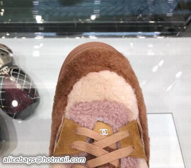 Sophisticated Chanel Logo Shearling and Suede Calfskin High-top Sneakers G35194 Brown/Pink 2019