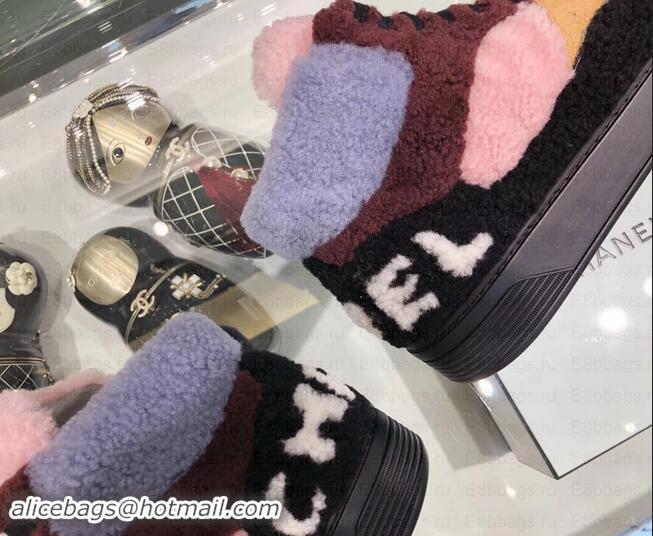 Good Quality Chanel Logo Shearling and Suede Calfskin High-top Sneakers G35194 Black/Burgundy/Gray/Pink 2019