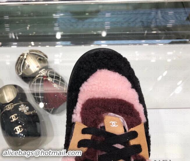 Good Quality Chanel Logo Shearling and Suede Calfskin High-top Sneakers G35194 Black/Burgundy/Gray/Pink 2019