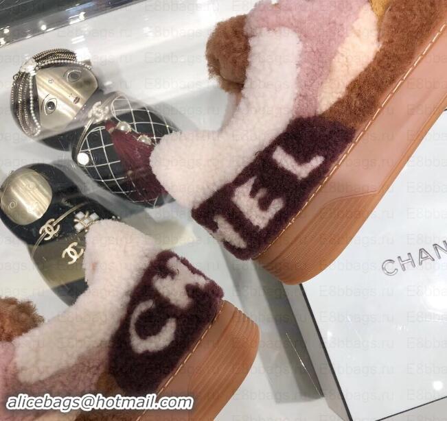 Good Looking Chanel Logo Shearling and Suede Calfskin Sneakers G35195 Brown/Pink 2019