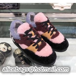 Pretty Style Chanel Logo Shearling and Suede Calfskin Sneakers G35195 Black/Burgundy/Gray/Pink 2019