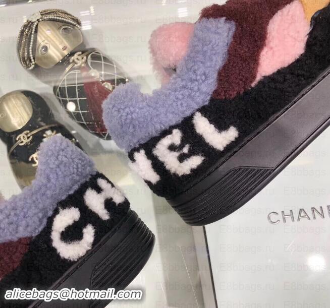 Pretty Style Chanel Logo Shearling and Suede Calfskin Sneakers G35195 Black/Burgundy/Gray/Pink 2019