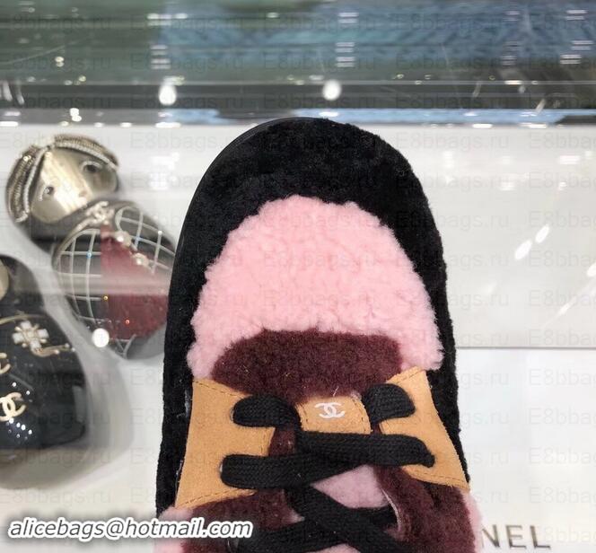 Pretty Style Chanel Logo Shearling and Suede Calfskin Sneakers G35195 Black/Burgundy/Gray/Pink 2019